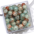 Mix of gold powder cracked glass beads in blue and copper for DIY jewelry making - Approx 20 Beads / Blue Green Orange Crackle