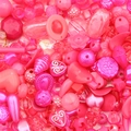 Pink baroque acrylic bead mix for DIY jewelry including hearts, stars, and flowers - Random Mixed 30g/Pack / Rose Red Series