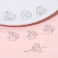 Perline di mughetto in vetro trasparente per gioielli fai da te su sfondo rosa e bianco - 10 pezzi/Confezione / Trasparente Iridescente