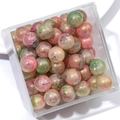 Spherical marble glass beads with pink green gold patterns and glitter for DIY - Color 7