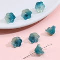 Perline di vetro sfumate blu a forma di mughetto per creazione di gioielli fai-da-te - 10 pezzi/Confezione / Inchiostro
