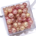Pink and gold crackle glass beads with shimmer gold dust for DIY jewelry making - Color 8
