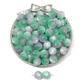 Macro detail of dual-tone cat-eye resin beads in silver tray for DIY jewelry making - Approx 8mm Hole 1.5mm 20 Pcs/Pack / Grey Green