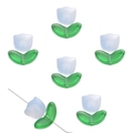 Jelly gradient tulip beads with green leaf base for DIY jewelry making and crafts - Tulip (Flower + Leaf Set) / 10 Sets/Pack (Flower 9x9x5.5mm, Leaf 14x7x5mm) / Gradient Blue