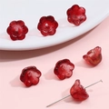 Perline di vetro mughetto rosso scuro con glitter dorati per gioielli fai-da-te - 10 pezzi/Confezione / Oro e Rosa