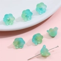 Perline di vetro a mughetto con sfumatura verde e blu per la creazione di gioielli - 10 pezzi/Confezione / Blu-Giallo