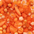 DIY jewelry beads set in vibrant orange acrylic and resin with assorted shapes - Random Mixed 30g/Pack / Orange Tone Series