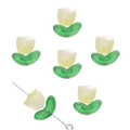Translucent yellow and green tulip glass beads for DIY jewelry and bracelets - Tulip (Flower + Leaf Set) / 10 Sets/Pack (Flower 9x9x5.5mm, Leaf 14x7x5mm) / Gradient Yellow