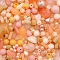 Assorted orange and pink acrylic DIY beads in mixed shapes for handmade jewelry making - Random Mixed 30g/Pack / Snow Bud Series