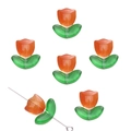Pink and green gradient tulip flower glass beads for DIY jewelry making and bracelets - Tulip (Flower + Leaf Set) / 10 Sets/Pack (Flower 9x9x5.5mm, Leaf 14x7x5mm) / Orange