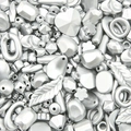 DIY jewelry kit with mixed silver matte beads in heart leaf and flower shapes - Random Mixed 30g/Pack / Matte Silver Series