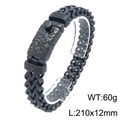 Men's punk titanium steel black woven bracelet with engraved scroll clasp and diamonds - Black 21cm [kb213457-kjx]