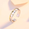 Adjustable S925 sterling silver dripping liquid ring with gold and silver dual-tone finish - Adjustable Open / Men's (Fluid Drip Design) / Silver-Gold Mix