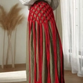 Bohemian army green skirt with handmade red woven tassel fringe belt in ethnic style - Style 12