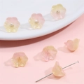 Perla a forma di mughetto in vetro sfumato rosa e giallo per gioielli fai-da-te - 10 pezzi/Confezione / Rosa Giallo