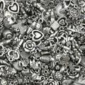 Vintage silver alloy charms set including hearts keys and butterflies for DIY jewelry making - Random Mixed 30g/Pack / Ancient Silver Series