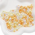 Tamaños mixtos de perlas ABS blancas y champán sin agujero para decoraciones artesanales DIY - Rodio plateado champaña