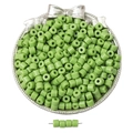 Green cylindrical acrylic macaron beads in a silver tray for DIY jewelry making - Approx. 6x5mm 2mm Hole 50 Pieces/Pack / Green
