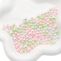 Mezcla de perlas ABS rosa, verde y blanco en varios tamaños para manualidades - 50g/Paquete / Espíritu de Primavera