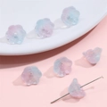 Perline a mughetto in vetro satinato sfumato rosa e blu per creazioni di gioielli - 10 pezzi/Confezione / Blu Rosa Gradiente