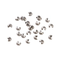 Polished silver metal C-shaped crimp bead covers for handmade DIY jewelry making - 4mm / White Gold Plated