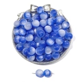 Deep royal blue resin cat-eye round beads with pre-drilled holes for DIY jewelry - Blue & White