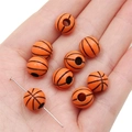 Perline da basket in acrilico arancione per gioielli sportivi e ciondoli per cellulari - Stile Pallacanestro (10 mm) / Set da 30 / Arancione