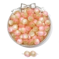 Pink and beige gradient resin beads with cat eye luster for DIY jewelry making - Orange Pink