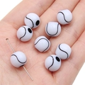 Perline in acrilico con linee ondulate nere per creazione gioielli e catena cellulare - Stile Tennis (Circa 12 mm) / Set da 30 / Bianco