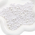 Mezcla de perlas artificiales de ABS blanco brillante en varios tamaños para manualidades - Blanco puro