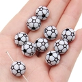 Perline sportive da calcio in acrilico con motivo bianco e nero per fai da te - Stile Calcio (Circa 12 mm) / Set da 20 Pezzi / Bianco e nero (testurizzato)