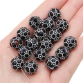 Perline da calcio in acrilico nero con motivi a stelle bianche per gioielli fai da te - Stile Calcio (Circa 12 mm) / Set da 30 / Nero con linea bianca