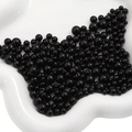 Perlas redondas de ABS negro pulido sin agujeros para joyas DIY en bandeja blanca - Negro