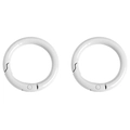 Pair of 30mm white painted metal round spring snap hooks for DIY jewelry and keychains - 30mm / White