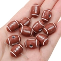 Perline di acrilico marrone a forma di rugby con cuciture bianche per gioielli fai da te - Stile Football Americano (Circa 19x12 mm) / Confezione da 10 / Borgogna e nero