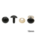 Occhi di sicurezza neri autoadesivi da 16 mm per la creazione di bambole e animali - Diametro Di Circa 16 Mm E Lunghezza Di 10 Mm. Colore Nero. 50 Paia/confezione (1 Occhiello + 1 Cuscinetto In Pelle).