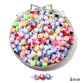 8mm bunte Acrylperlen-Mischung mit Herzmuster für DIY Armbänder und Halsketten - Zweifarbige Herzperle