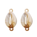 Brown and cream seashell pendant connectors for DIY jewelry making and bracelets - Double Hole Sea Snail