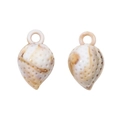Two cream-colored strawberry pendants with amber patterns for DIY jewelry making - Conch 7