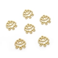 Connecteurs de bijoux Ruyi dorés avec trois boucles de suspension pour DIY, lot de 6 pcs - Connecteur Évidé à Trois Trous (Or Rempli 14K) / 12x13mm