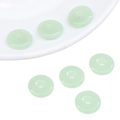 Schmuckherstellung: Set aus sechs hellgrünen, gläsernen Jade-Donut-Perlen - 15mm-Mittleres Loch (10 Stück/Packung) / Hellgrün
