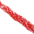 Strand of 4mm faceted rhombus glass beads in vibrant red for DIY jewelry crafting - 4mm (Approx. 80-85 Pieces/Pack) / Red AB