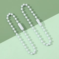 Set of two white painted metal ball bead chains with cylindrical connectors for DIY crafts - White