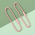 Pair of pink metal ball chains with connector clasps for DIY jewelry and keychains - Pink