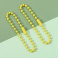 Pair of yellow painted metal ball chains with matching connectors for DIY keychains - Diameter 2.4mm Length 12cm / Yellow