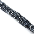 Strand of 4mm faceted diamond-cut glass beads in metallic dark grey for DIY jewelry - 4mm (Approx. 80-85 Pieces/Pack) / Gunmetal