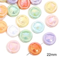 22mm colorful acrylic bear flat round beads for DIY jewelry and phone case crafts - #05 Embossed Bear Flat Round Bead / 22mm (10 Pieces/Pack) / Macaron Mixed Colors