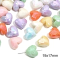 Perline a cuore in acrilico iridato 19x17mm con superficie strutturata per fai da te - 19x17mm Cuoricino Colore Misto Casuale