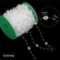 5 yards of 10mm and 3mm transparent acrylic bead chain on a green plastic spool - Octagonal Beads (BSD472) / 5 Yards/Pack (L: 10x10mm, S: 3mm) / Clear