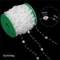 Iridescent acrylic bead chain for DIY crafts featuring 10mm and 3mm crystals - Octagonal Beads (BSD472) / 5 Yards/Pack (L: 10x10mm, S: 3mm) / AB Color